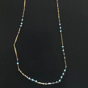 Stella and Dot 40" Turquoise Bead and Gold Necklace